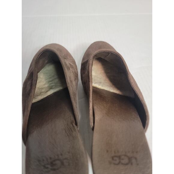 UGG Abbie Mules Womens SZ 10 Suede Sheepskin Slip On Clogs Chocolate Brown 5772 - Picture 9 of 10